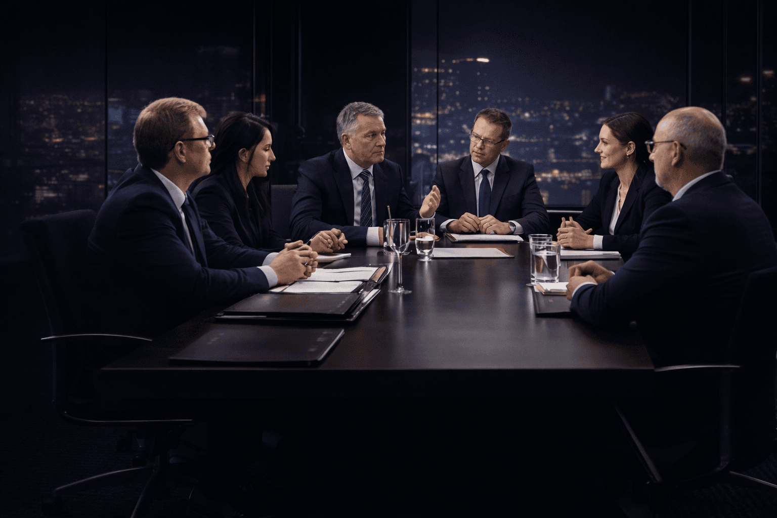six People Having meeting in a boardroom